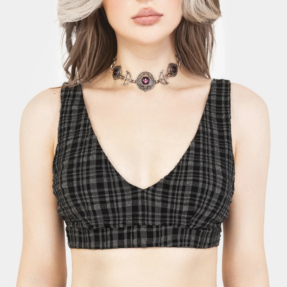 Disturbia Check Bikini Top